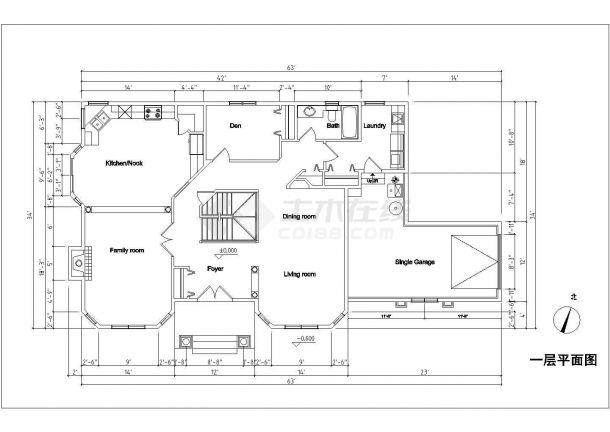 简单的二层欧式别墅建筑CAD图-图二