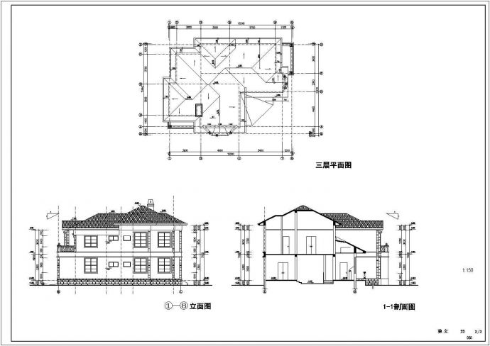某地二层欧式别墅建筑CAD图（Y3户型）_图1