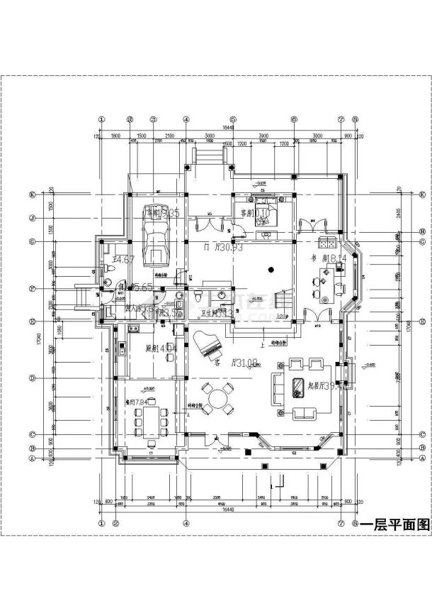 某二层欧式别墅建筑CAD图（B2户型）-图二
