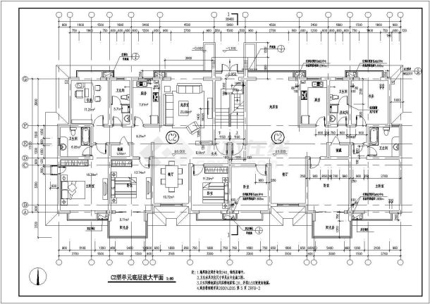 【郑州】某金色港湾大二期建筑平面图-图一