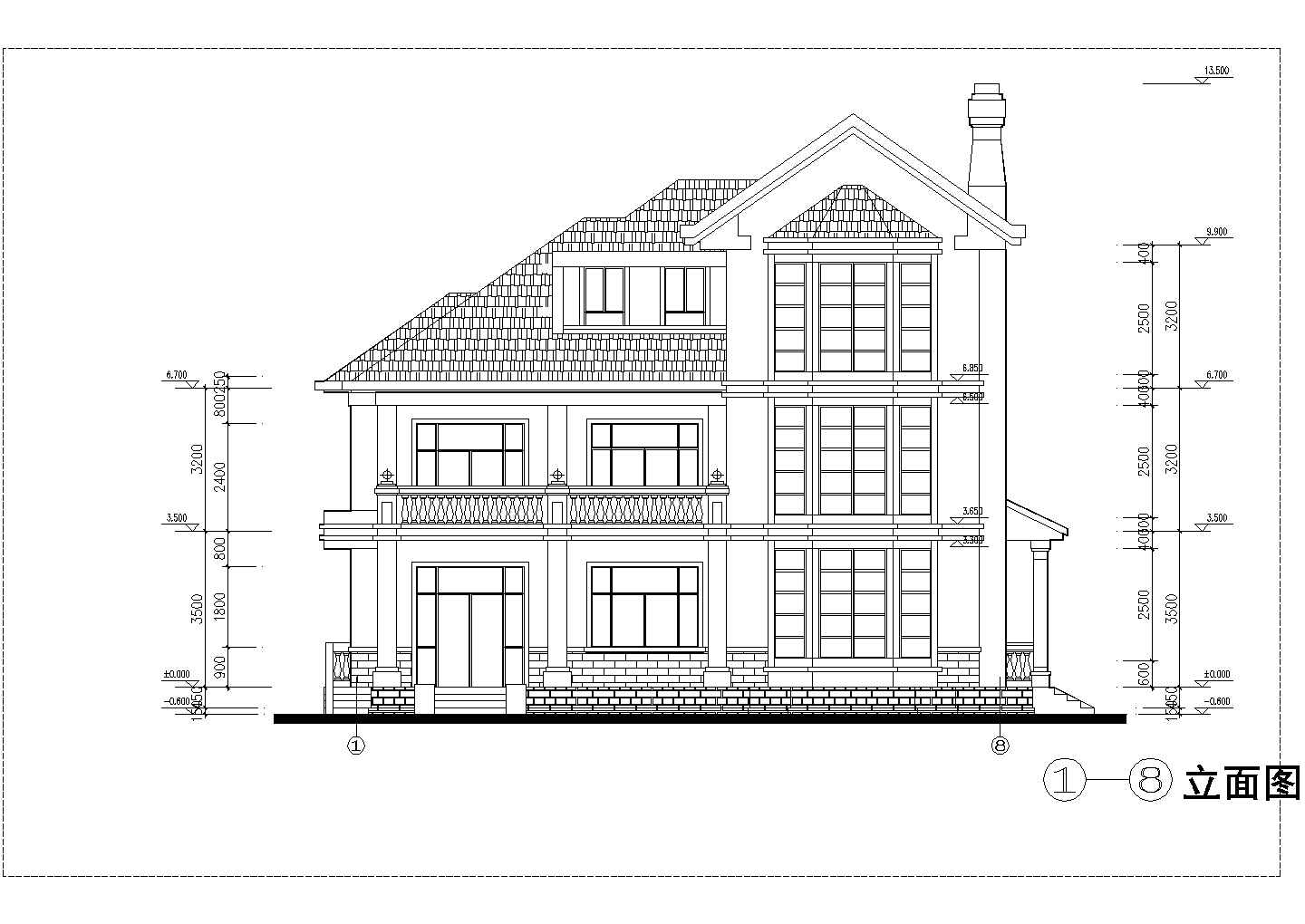 某三层现代别墅建筑CAD图（C2户型）