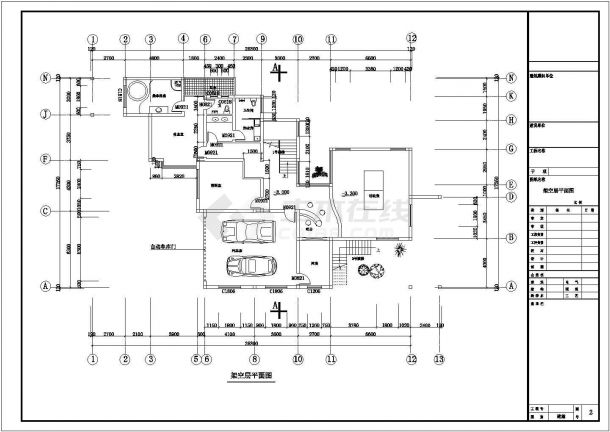某二层休闲别墅建筑CAD设计图-图一