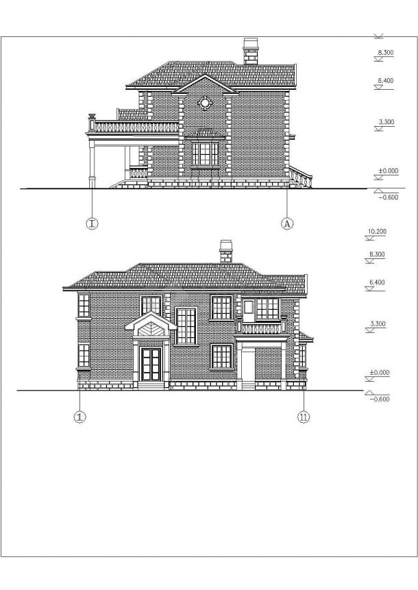 某地253㎡二层欧式别墅建筑CAD设计图（高10米）-图一