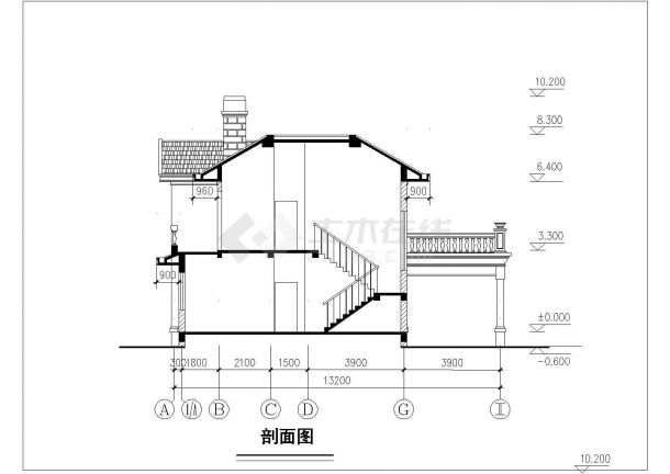 某地253㎡二层欧式别墅建筑CAD设计图（高10米）-图二