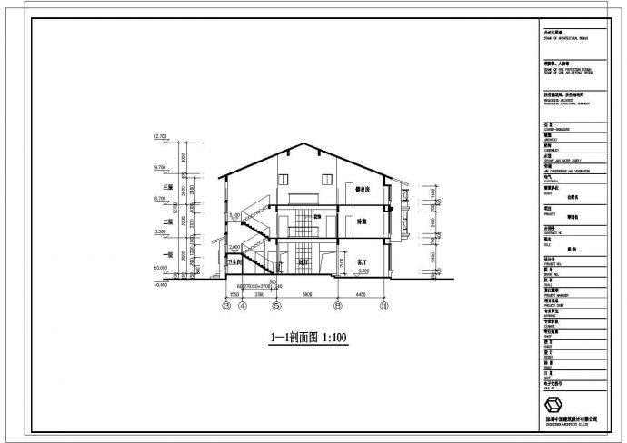 [深圳]某地三层别墅建筑CAD图（标注详细）_图1