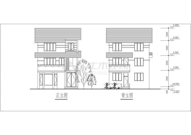 某地新农村三层别墅建筑CAD设计图-图一