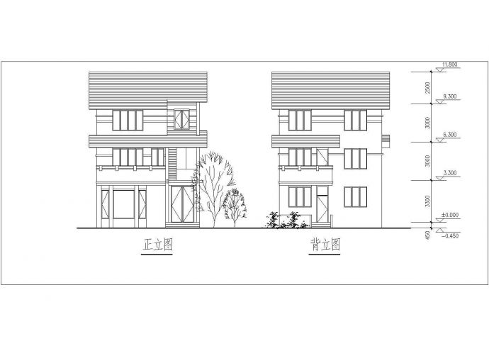 某地新农村三层别墅建筑CAD设计图_图1
