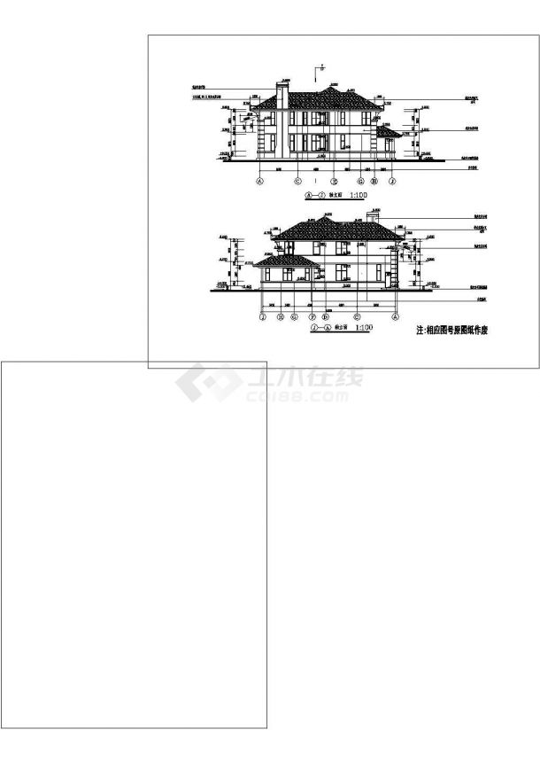 [施工图]某二层别墅建筑扩初施工图-图二
