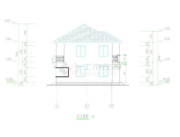 简洁大方二层独栋别墅建筑CAD设计图-图二
