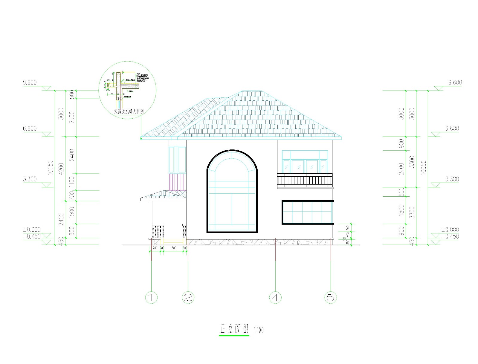简洁大方二层独栋别墅建筑CAD设计图