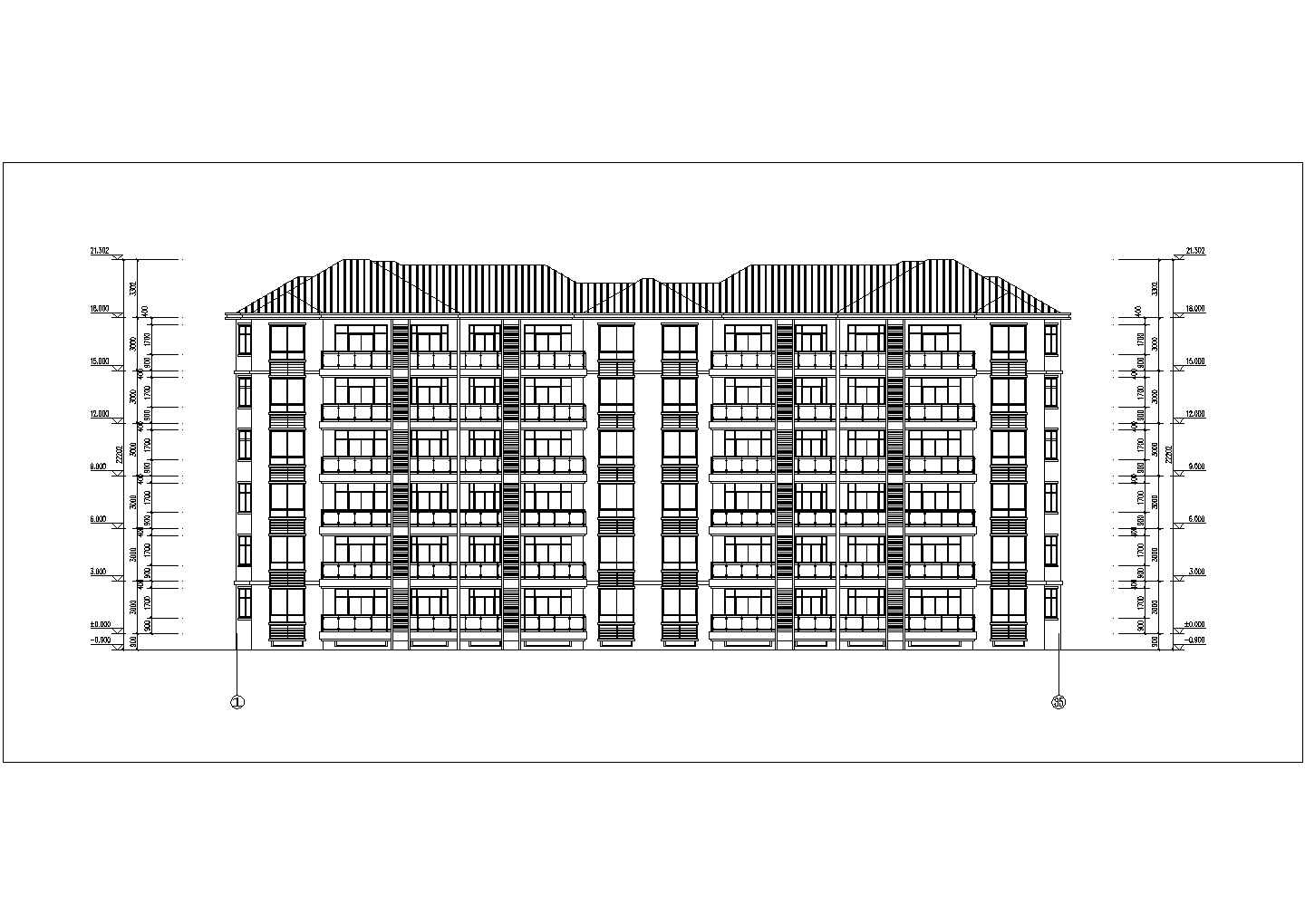 某六层框架结构板式住宅建筑CAD图（高21米）