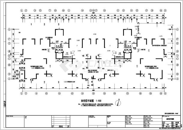 江苏某十五层钢筋混凝土短肢剪力墙结构住宅楼建筑CAD图（高51米）-图二