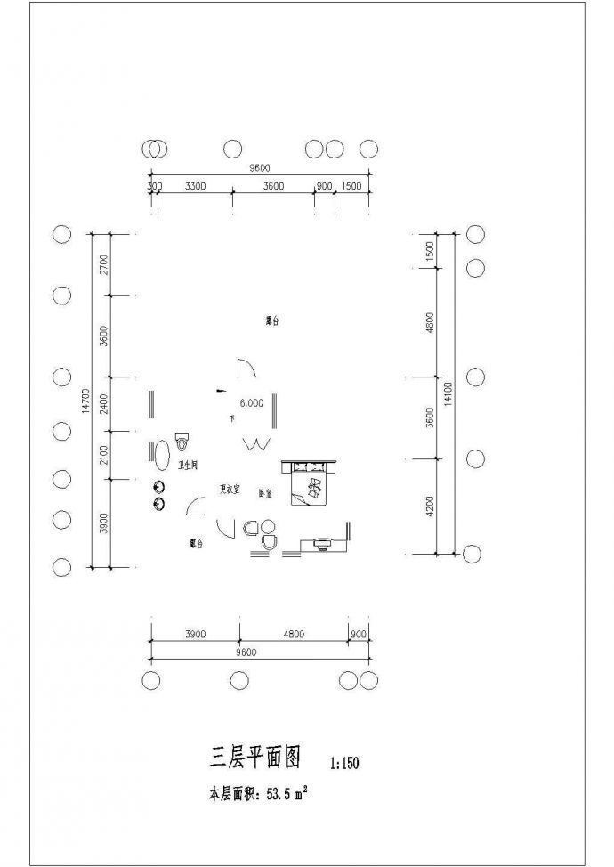 某地三层框架结构别墅建筑CAD设计图（高11.1米）_图1