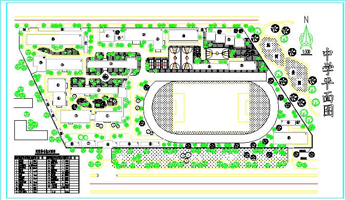 某城市中学规划设计CAD平面总图纸_图1