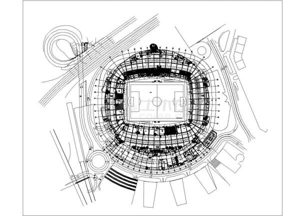 某城市足球场场地规划设计CAD平面图纸-图一