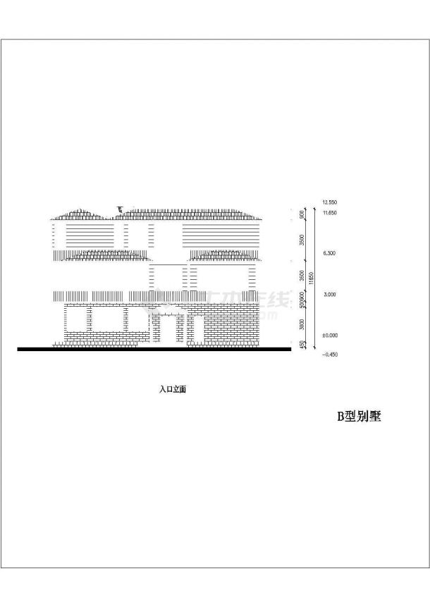 某地三层B型别墅建筑cad图-图二