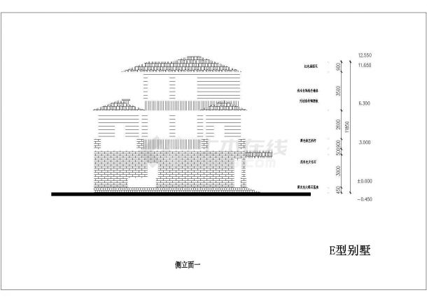 某地三层E型别墅建筑cad图-图一