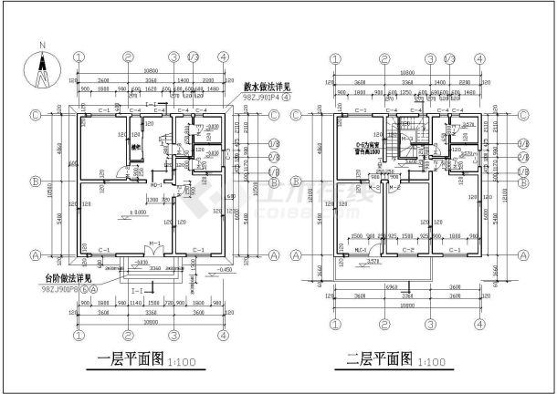 某地小型二层别墅建筑CAD图-图二