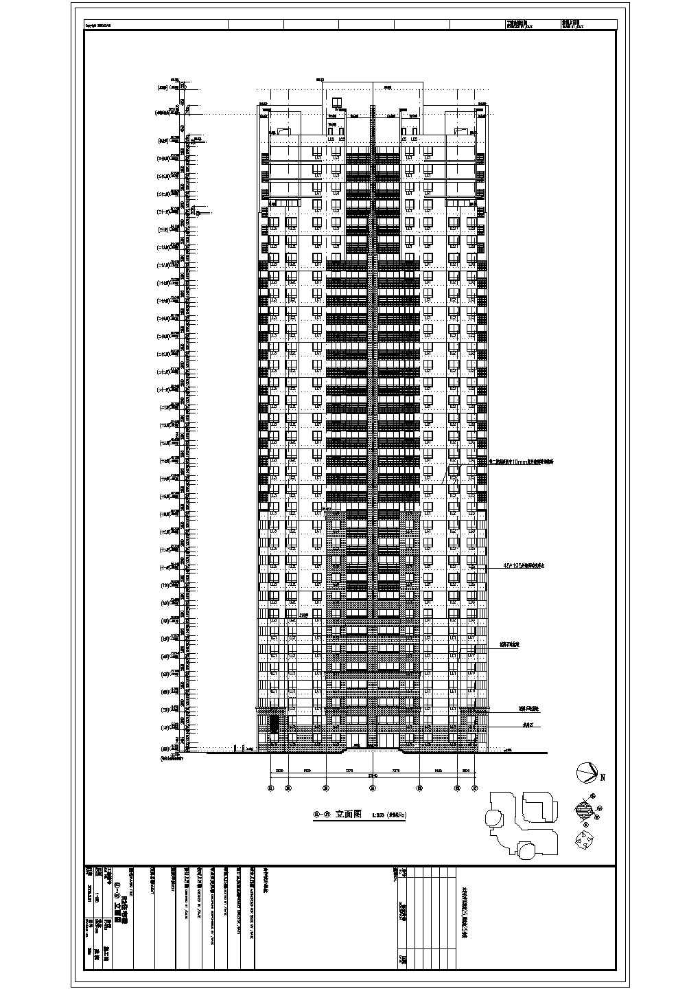 上海某广场续建工程34层框剪结构住宅楼建筑施工图