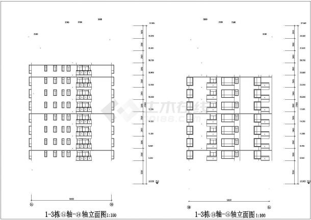 【南京】某十层1-3住宅楼建筑CAD图-图一