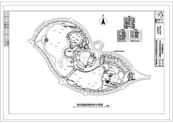 【合肥】某地室外景观夜间照明电气平面建设施工图-图一