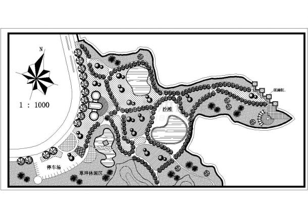 【江苏省】某地区大型小游园景观规划图-图一