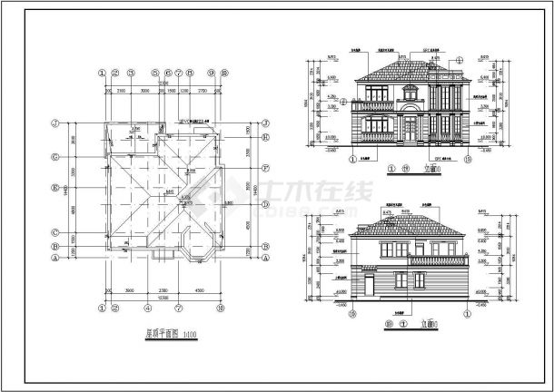 某地大型二层砌体结构别墅建筑施工图（高8米）-图一