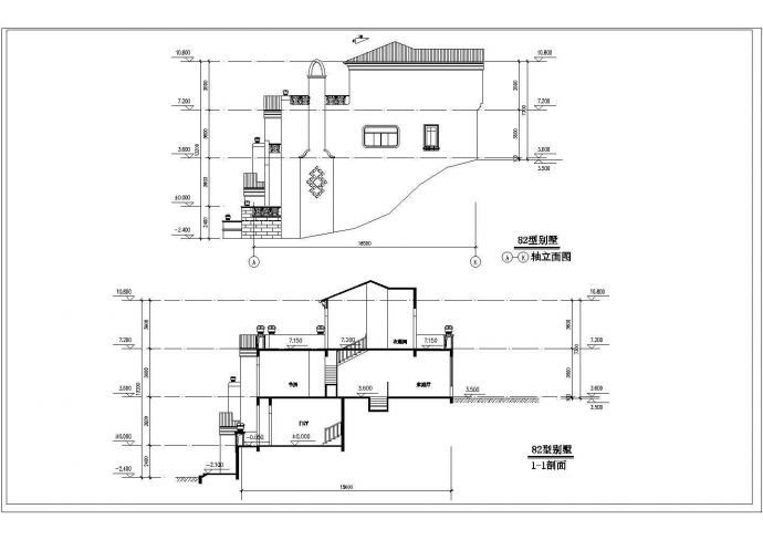 某砖混结构三层山体别墅建筑方案图_图1