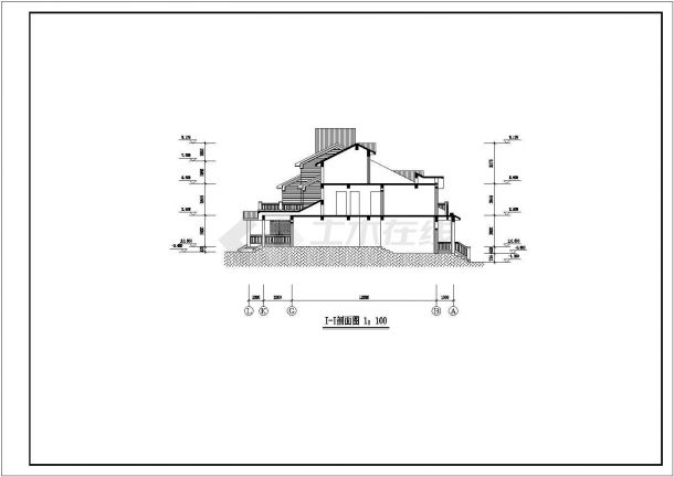 简单小型三联三层别墅建筑CAD案图-图二