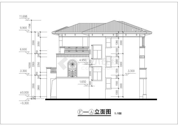 [施工图]水岸豪宝石A型三层别墅cad图纸-图一