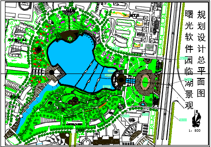 某地曙光软件园临湖绿化建筑设计平面图_图1