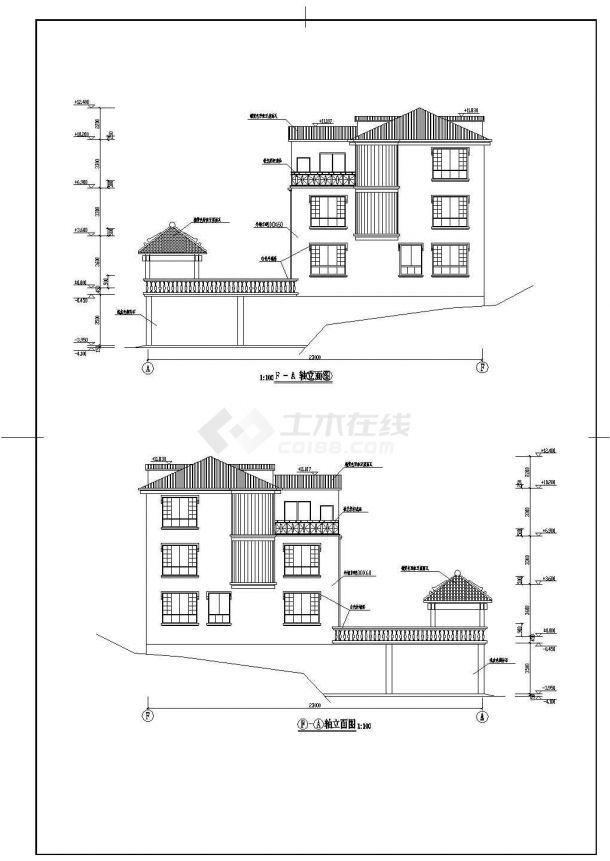 [广东某地三层别墅建筑施工图-图一