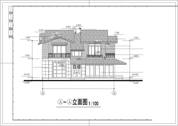某北美风格砌体结构二层别墅建筑设计方案图-图一