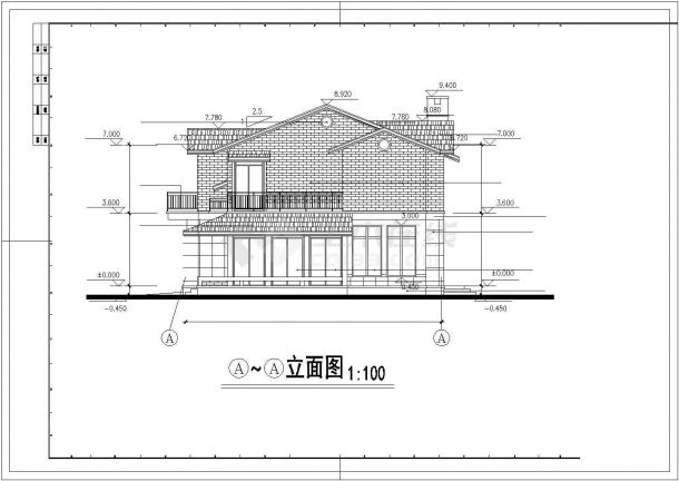 某北美风格砌体结构二层别墅建筑设计方案图-图二