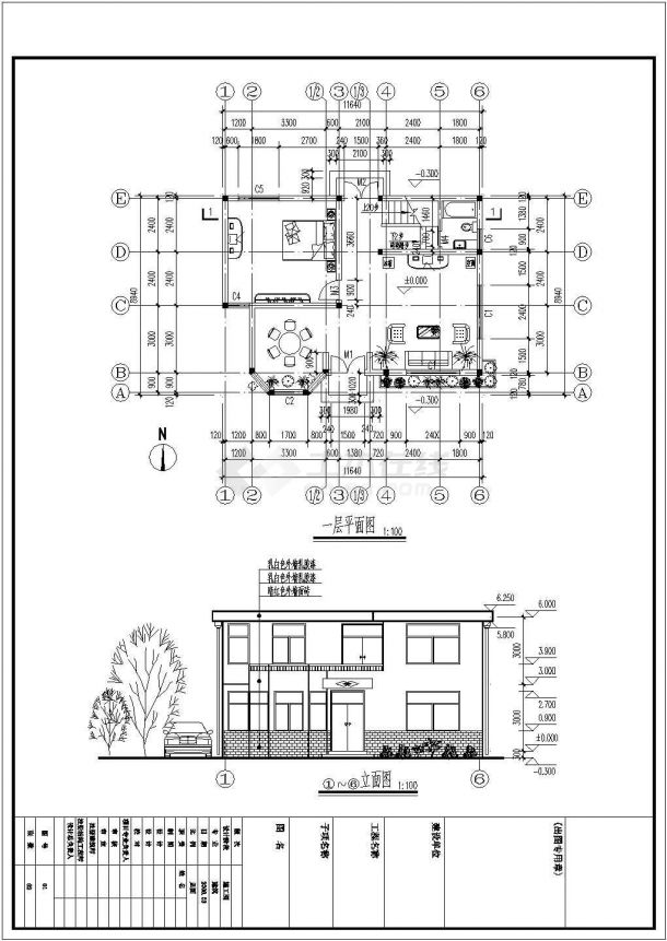 某地地上两层砖混结构私人住宅建筑结构施工图（高6米）-图一