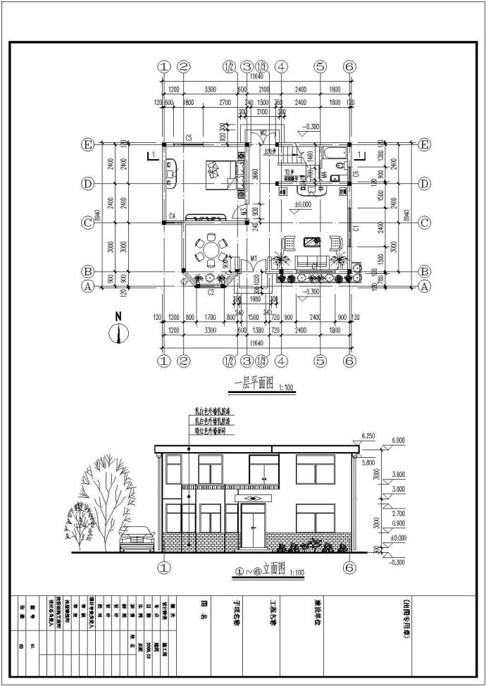 某地地上两层砖混结构私人住宅建筑结构施工图（高6米）_图1