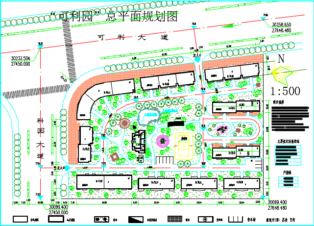 某地大型“可利园”总平面建筑设计规划图