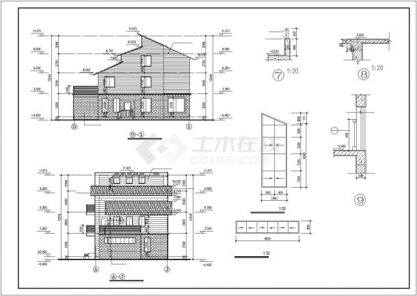 某砌体结构三层山体别墅建筑方案图（含效果图）-图二