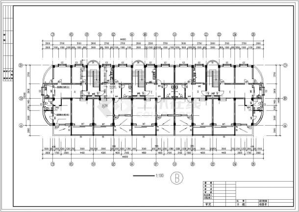 江南某6层（加复式）花园住宅楼建筑方案图（砖混结构）-图二