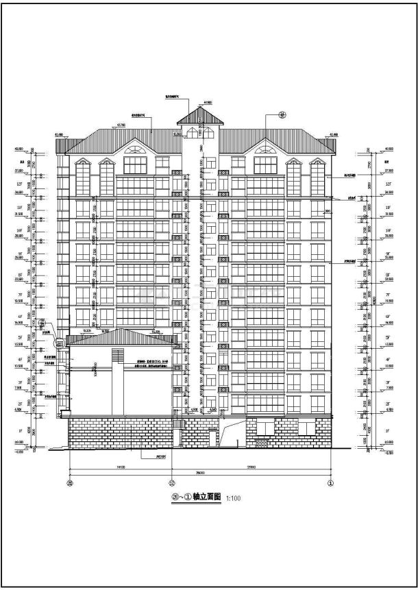 某地精美十二层商住楼施工图-图一