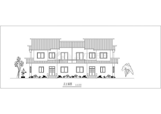 某市区小型别墅建筑CAD平面布置参考图-图一