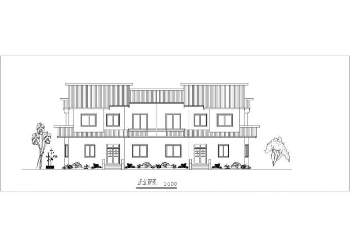某市区小型别墅建筑CAD平面布置参考图_图1