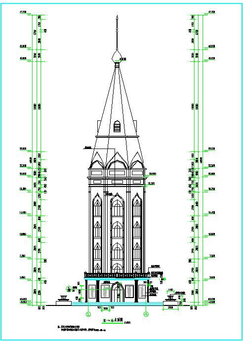 【浙江省】某地区欧式观光塔建筑设计图纸-图一