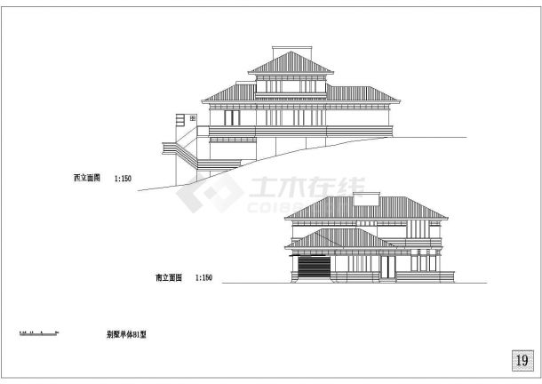 别墅建筑设计CAD图-图二