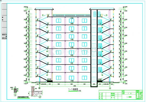 某8层框架结构带电梯厂房建筑结构施工图-图一