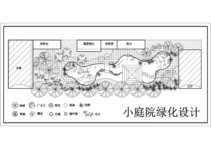 【江苏省】某地区小型小庭院绿化设计图_图1