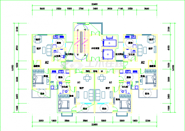 养老户型设计养老公寓全套施工图-图一