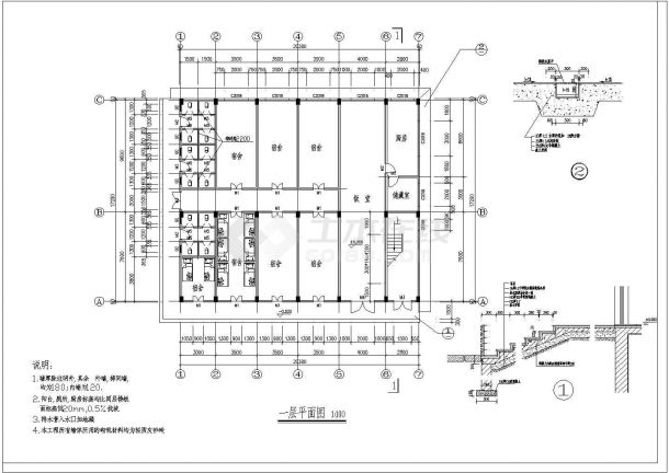 简约小规模宿舍楼建筑设计CAD参考图-图二