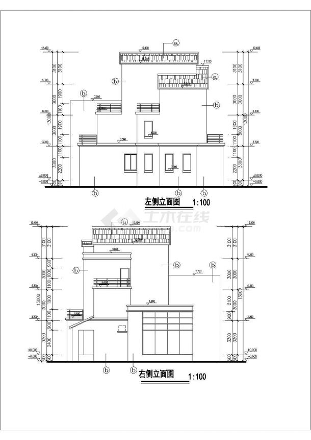 简单的别墅建筑CAD布置图-图二