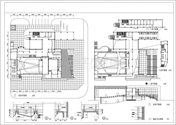 某三层影剧院建筑设计图纸（共3张）-图二